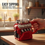 Retro Engine Coffee Mug, V8 Engines Stainless Steel Cup