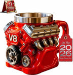Retro Engine Coffee Mug, V8 Engines Stainless Steel Cup