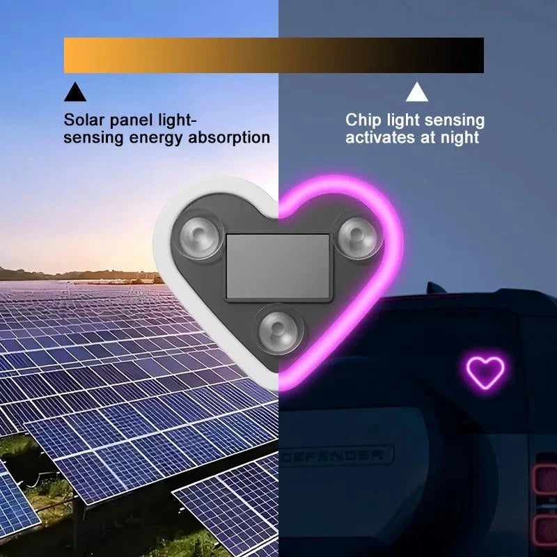 🌟Solar-powered💡 wireless LED triangular heart-shaped C-pillar neon light