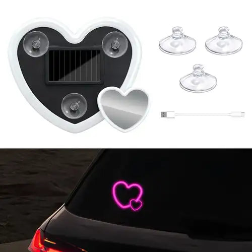 🌟Solar-powered💡 wireless LED triangular heart-shaped C-pillar neon light