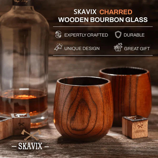 🎁Handmade and Charred Drinking Vessel -Original Wooden Bourbon Drinking Glass